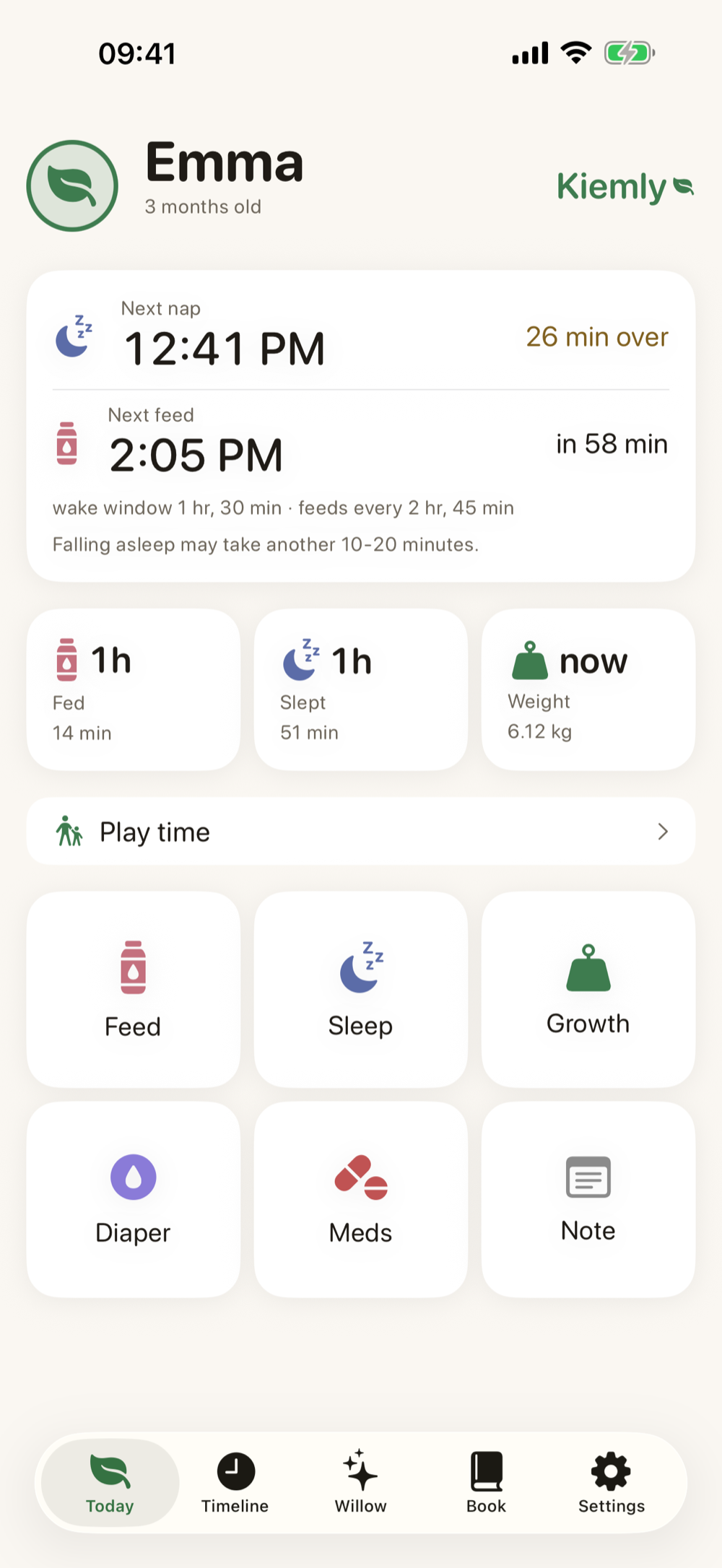 Kiemly day overview on iPhone